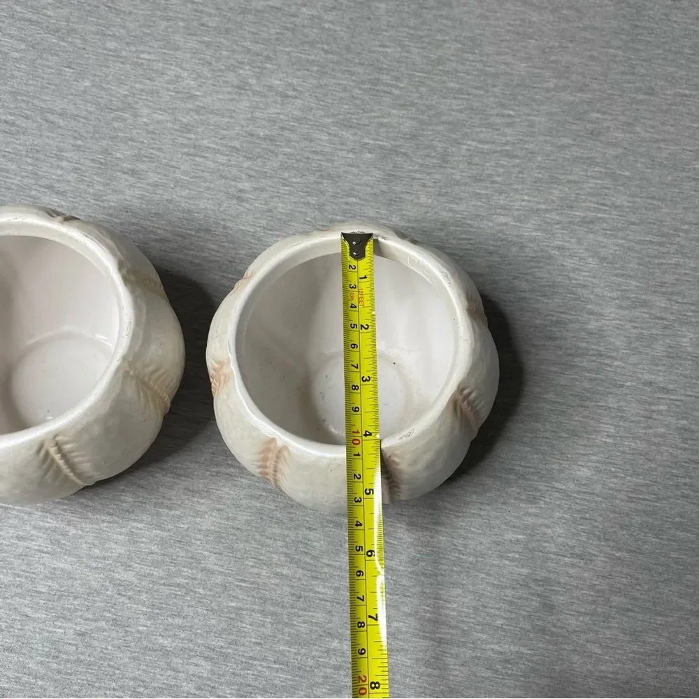 Target Biege 5” Round Pumpkin Ceramic Planter Pot 2 PCS. Set